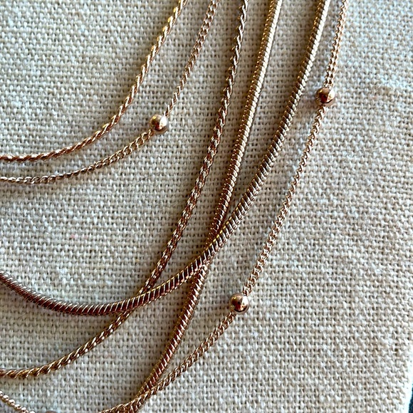 Multistrand Goldtone Necklace - Multiple Different Chain Styles in on necklace! - Picture 9 of 9